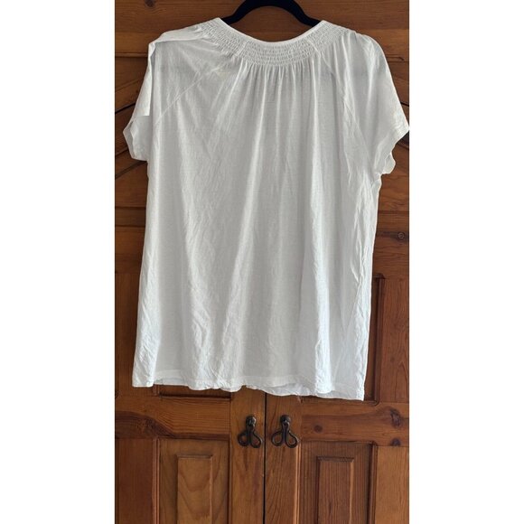 LAUREN RALPH LAUREN Cotton T-Shirt Tie Detail Classic Fit White Plus Size 1X - Picture 2 of 6